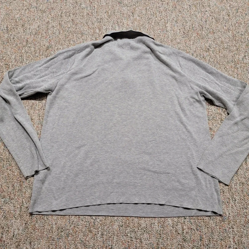 Polo Ralph Lauren Knit Polo Shirt Men Large Gray Pima Cotton Long Sleeve Vintage